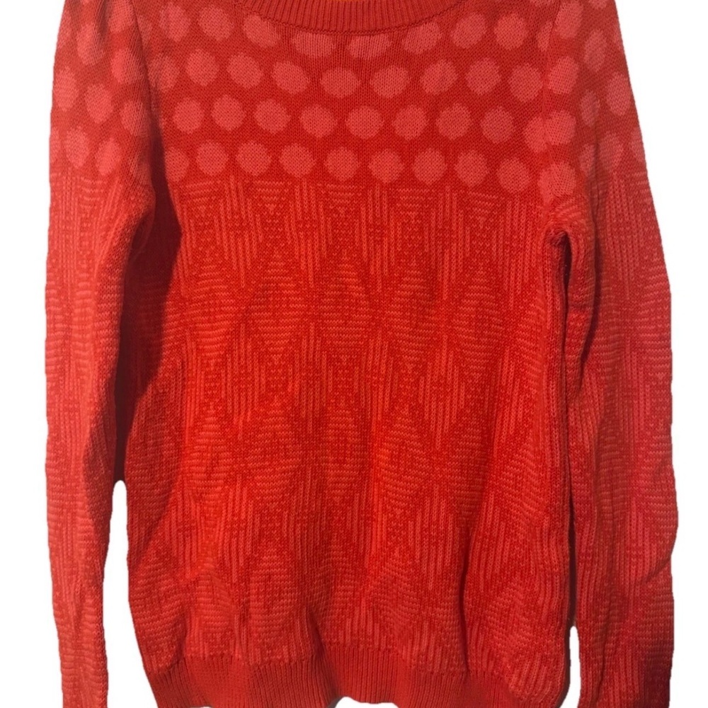 Joe Fresh Hot Pink Red 100% Cotton Geometric Polka Dot Sweater Size Medium